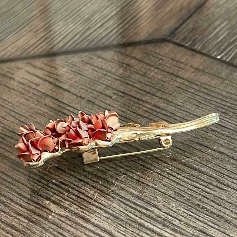 Vintage Rose Flower Pin DM 1997 “David Monn” Rose Bouquet